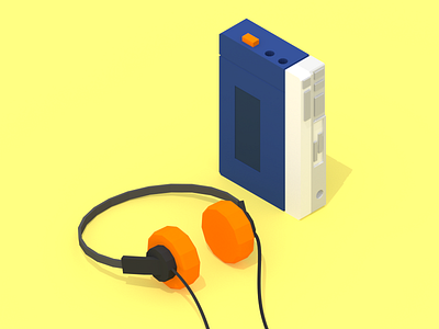 Sony Walkman 3d blender cassette cassette player cassette tape illustration low poly lowpoly minimalist retro sony sony walkman sonywalkman walkman