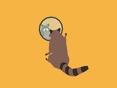 Reflection 3d blender illustration low poly lowpoly minimalist raccoon raccoons