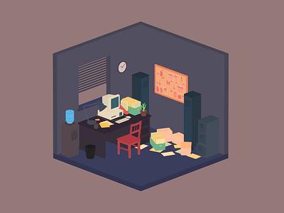 Office 3d blender computer illustration low poly lowpoly minimalist office