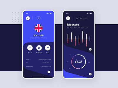 Vaulted, mobile banking app - Account & Expenses Screens app bank banking bitcoin crypto cryptocurrency exchange finance fintech mobile money pay payments product design trade trading transfer ui ux wallet
