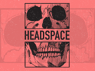 Headspace band design drawing graphic illustration red shirt skull