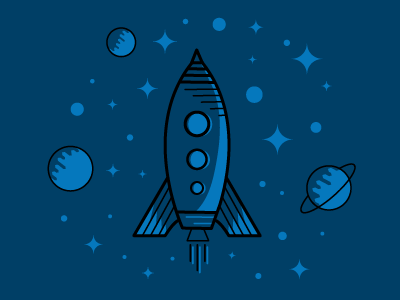 Rocket blue illustration monochrome outer space outerspace rocket space stroke