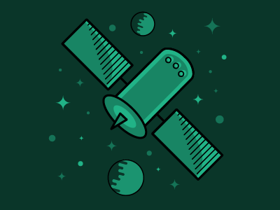 Satellite green illustration monochrome outer space outerspace rocket satellite space stroke