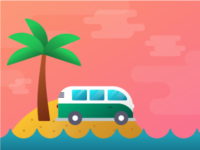 Dreamin' of vacation bus island palm tree sky sunset trip tropical vacation volkswagon volkswagon bus vw