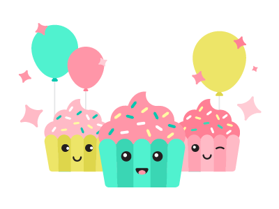 Happy birthday! balloon birthday cupcake cupcakes face faces glitter happy birthday pink sparkle sprinkles wink