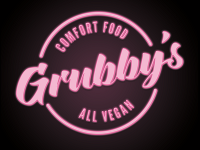 Grubbys 2 food food logo hot pink look and feel neon neon sign pink vegan vegan food