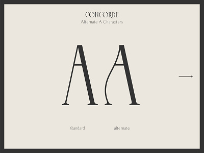 Concorde - Alternate A Characters alternate concorde display serif font font design font prototype letterforms majuscule paris serif serif font uppercase vintage