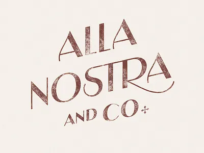 Alla Nostra + Co. Stamp Logotype brand identity branding cocktail cocktail brand handlettering italian italian icon lettering logotype mobile cocktail cart new york cocktails new york small business prosecco stamp stamp texture typography