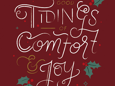 Tidings of Comfort & Joy Christmas Card Design christmas christmas card greenery greeting card hand lettering holiday holly ivy tidings of comfort and joy typography