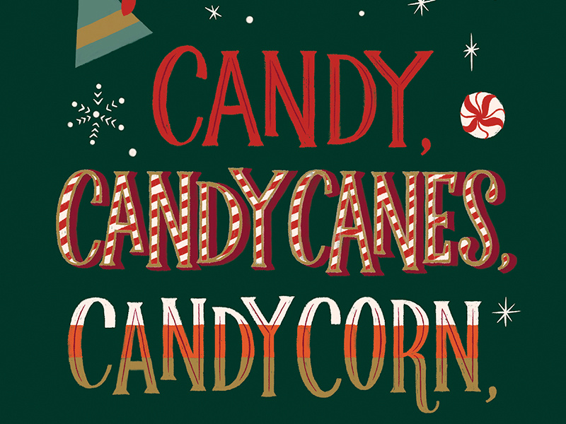 Candy, Candy Canes (Elf Quote) Christmas Card Design by Laura on Dribbble