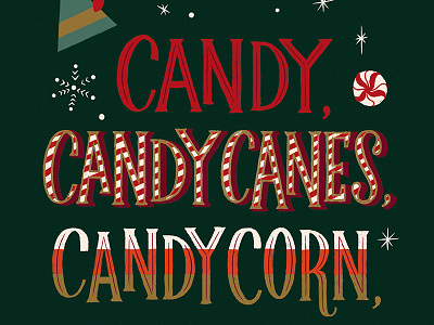 Candy, Candy Canes (Elf Quote) Christmas Card Design candy candy canes candy corn christmas christmas card elf greeting card hand lettering holiday movie quotes syrup typography