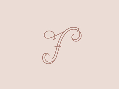 F Monogram - Of the Fields Floral Logo branding custom f lettering logo mauve monogram monoline pink script