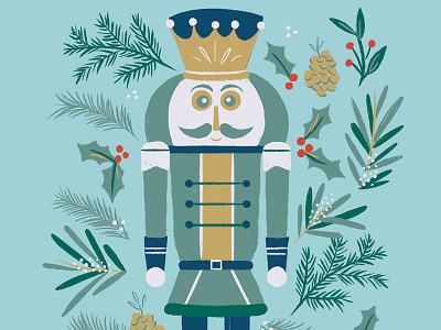 Nutcracker Christmas Card card christmas christmas card christmas illustration design greenery greeting card holiday card holiday cards holly and ivy illustration nutcracker pine pinecone