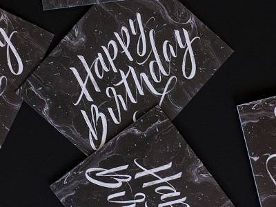 Happy Birthday Greeting Card birthday cards cards design greeting cards handlettering happy birthday hbd illustration lettering marble marble textures offset press print design print designer splatter stationary design texture brushes typography
