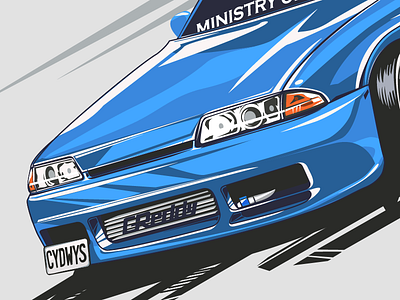 Nissan Skyline R32 blue car illustration illustrator japan race speed sticker turbo vector vehicle vinyl