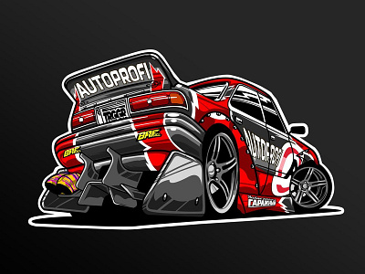 Losev's Toyota Mark II (Team Autoprofi) car drift livery racing sticker vector