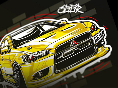 Lancer X artprint 4 t-shirt car illustrator screenprint sticker vector
