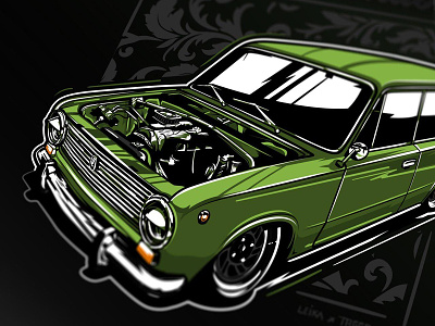 Dropped 2102 car illustrator print vector
