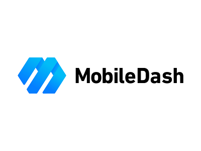 MobileDash Logo Concept arrow blue branding gradient graphic design logo logo design m motion software speed technology