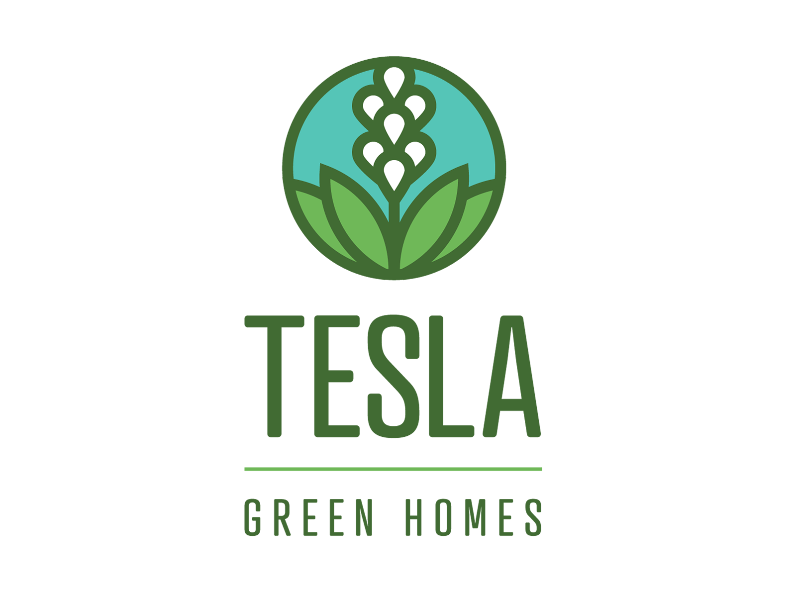 Tesla Green Homes Logo Concept branding community design flat flower graphic design green home icon identity line logo logo design logomark plant real estate yucca