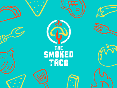 The Smoked Taco Brand Concept barbeque brand branding fire food fork logo nacho restaurant smoked spatula taco tomato