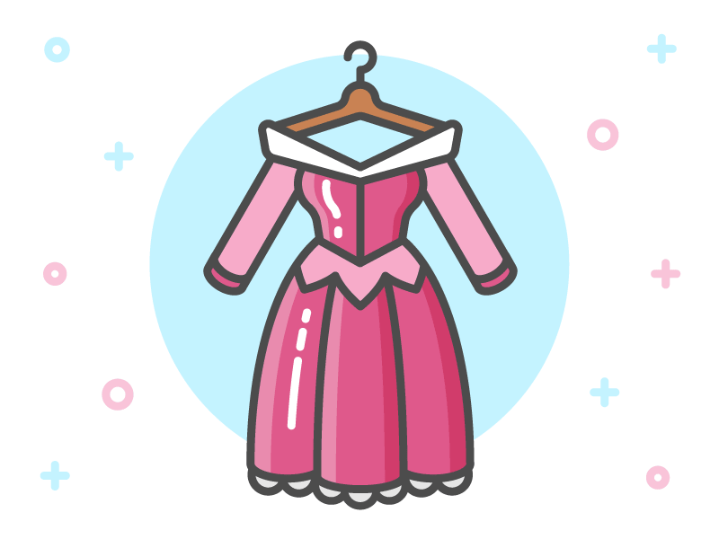 Princess Dress Icon Series: Aurora aurora clothes clothing disney dress fairy tale flat icon illustration line princess sleeping beauty