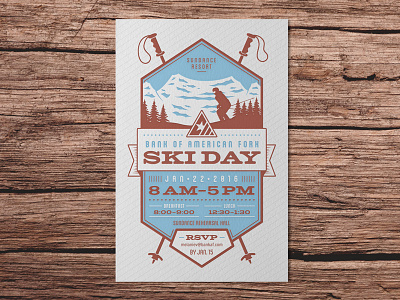 Ski Day Letterpress Invitation invitation letterpress mountains nature outdoors rustic ski skiing sports sundance typography winter
