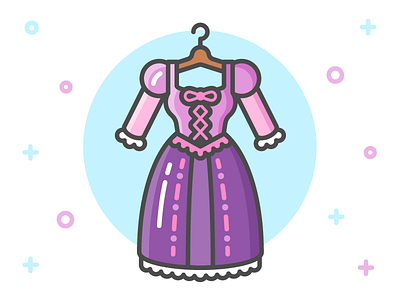 Princess Dress Icon Series: Rapunzel clothes clothing disney dress fairy tale flat icon illustration line princess rapunzel tangled