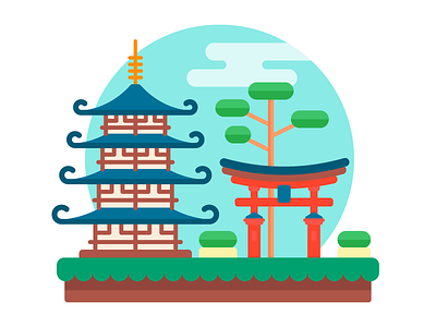 Epcot Japan asia building disney disney world epcot graphic house icon illustration japan travel vacation