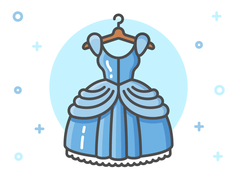 Princess Dress Icon Series: Cinderella cinderella clothes clothing disney dream dress fairy tale flat icon illustration line princess