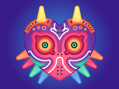 Majora's Mask colorful icon line link majora majoras mask mask nintendo skull kid vector video game zelda