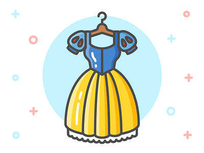 Princess Dress Icon Series: Snow White clothes clothing disney dress dwarves fairy tale flat icon illustration line princess snow white