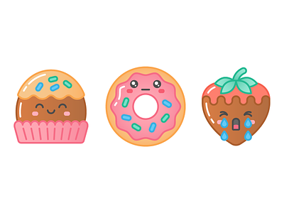 Sweet Shop: Choclate Truffle, Donut, Strawberry chocolate cute dessert donut icon illustration imessage ios iphone sticker strawberry