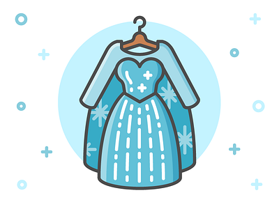 Princess Dress Icon Series: Elsa clothes clothing disney dress elsa fairy tale flat frozen icon illustration line princess