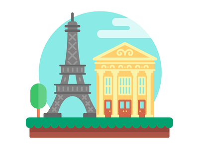 Epcot France building disney eiffel tower epcot europe flat france house icon illustration travel vacation