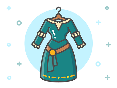 Princess Dress Icon Series: Merida brave clothes clothing disney dress fairy tale flat icon line merida pixar princess