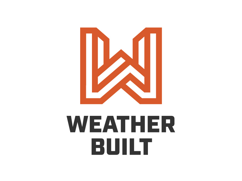 Weather Built Logo brand branding building construction housing line logo roof roofing w weather