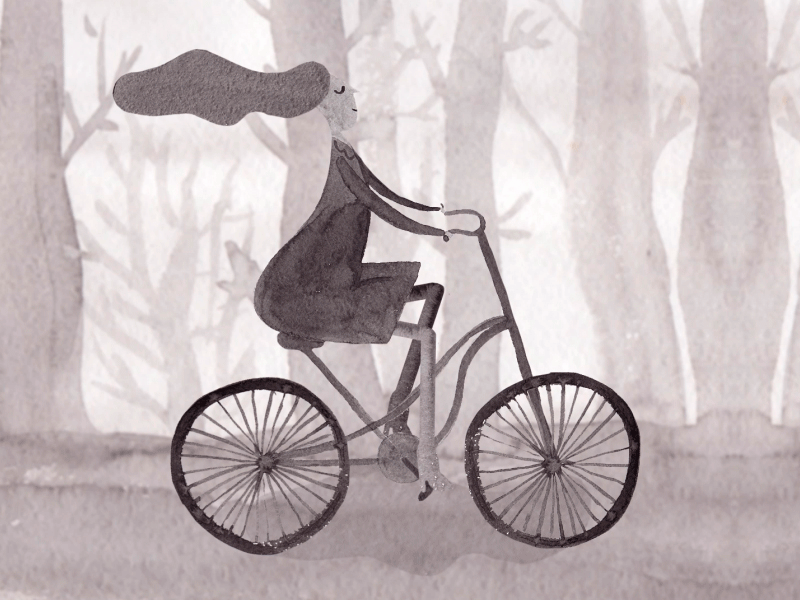 Girl on bike animation characterdining drawing illustration motio motiongraphics иллюстрация