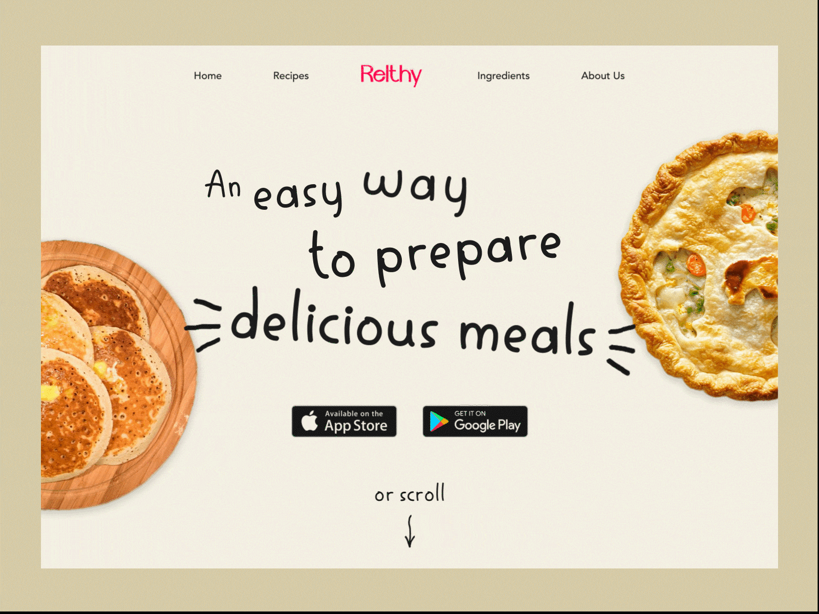Relthy - Landing page for recipes app after affects animation concept cooking design food food app healthy landing page logo meals recipes recipes app ui web website