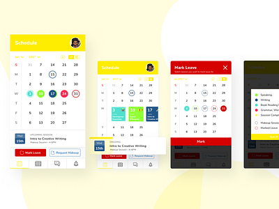 DearClub Student Application app design calendar design mobile student ui user experience user interface ux
