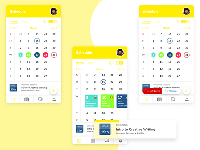 DearClub Student Application (Redesign) app design calendar mobile design student typo ui user interface ux