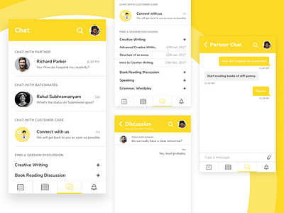 Chat Screens - DearClub Student App