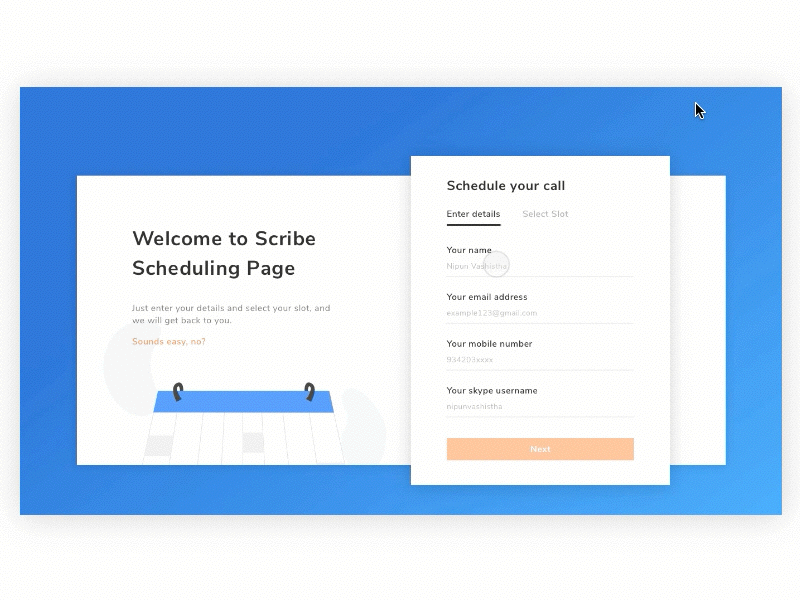 Call Scheduling Module blue call clean functional minimal schedule ui user experience ux