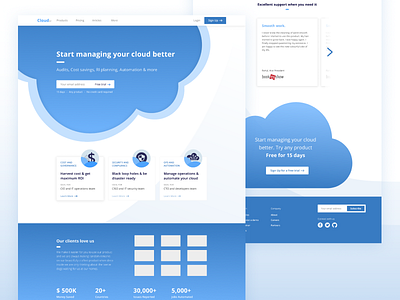 Landing Page Concept (Cloud Computing) blue clean cloud gradient landing minimal ui user interface ux web
