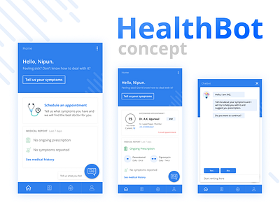 Prescription Suggesting Bot android app application blue bot chatbot clean doctor dribbble health minimal mobile