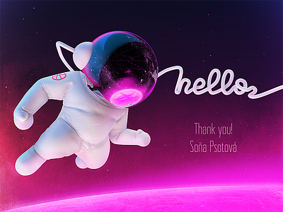 Hello astronaut hello invite pink space