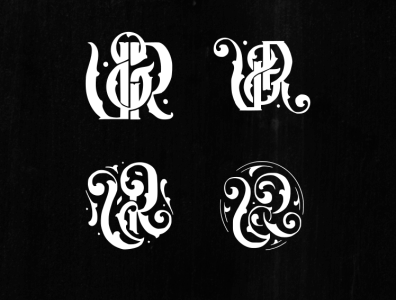 V + R drawing flat handdrawn lettering logo type typography vector vintage