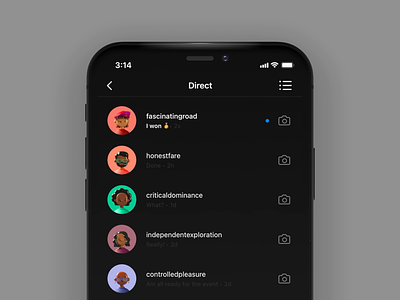 Instagram DM: Chat Reactions 😉🥳🤪😈 adobe xd chat chats design dms instagram ios iphone iphone x messages protopie prototype redesign ui video xd