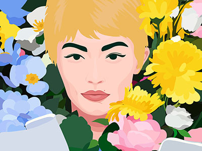 Gigi for Moschino fashion illustration portrait vector