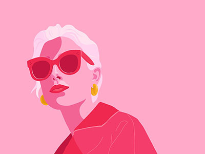 Pink fashion illustration pink portrait street style sunglasses vector warm